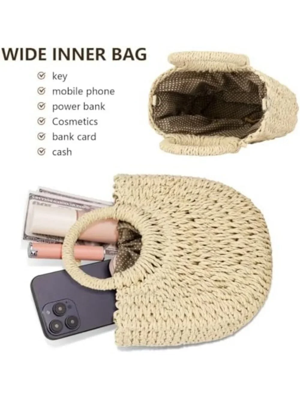 Chic Straw Hobo Bag for Women | Small Crossbody Beach Purse | Woven Rattan